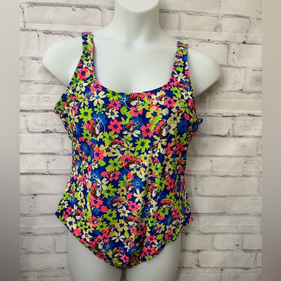 BUC-EE'S Other - Buc-ee’s Size 2X Blue Neon Floral Beaver Logo One Piece Swimsuit